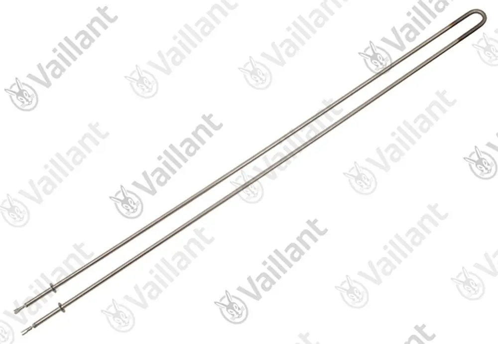 Vaillant Heizkörper mit zwei langen, gebogenen Rohren. Die Rohre sind aus Metall und haben an einem Ende Anschlussstifte für die Montage.